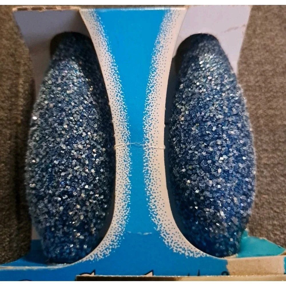 2 Vintage GE Stardust Blue Sugar Crystal Christmas Light Bulbs Lamps NEW NOS